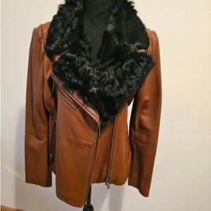 Brown Faux Fur Collar Jacket